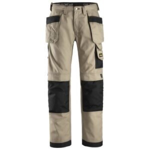 3214 Pantalones largos de trabajo Canvas+ bolsillos flotantes Kaki / Negro