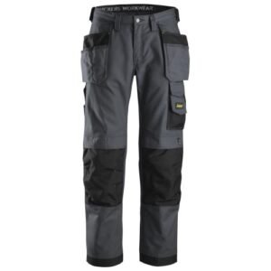 3214 Pantalones largos de trabajo Canvas+ bolsillos flotantes Gris acero / Negro