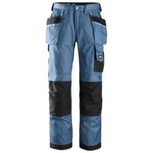 3212 Pantalones largos de trabajo DuraTwill bolsillos flotantes Azul oceano / Negro