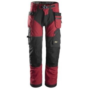 6902 Pantalones largos de trabajo FlexiWork bolsillos flotantes rojo/ negro