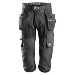 6905 Pantalón pirata de trabajo FlexiWork+ negro con bolsillos flotantes