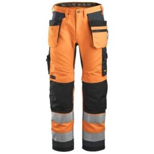 6230 Pantalón Allround Work+ Alta Visibilidad Bolsillos Flotantes CL2 Naranja / Gris acero