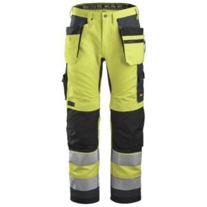 6230 Pantalón Allround Work+ Alta Visibilidad Bolsillos Flotantes CL2 Amarillo / Gris acero