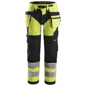 6932 Pantalón largo FlexiWork+ alta visibilidad con bolsillos flotantes clase 2 amarillo/negro