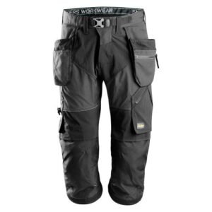 6905 Pantalones pirata de trabajo FlexiWork gris acero con bolsillos flotantes