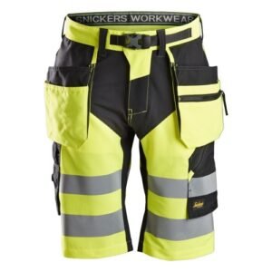 6933 Pantalones cortos FlexiWork alta visibilidad clase 1 con bolsillos flotantes amarillo-negro