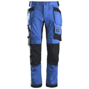 6241 Pantalones largos de trabajo elásticos AllroundWork Slim Fit con bolsillos flotantes color azul verdadero/ negro