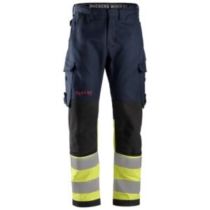 6363 Pantalones largos de trabajo de alta visibilidad clase 1 ProtecWork azul marino-amarillo
