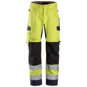 6563 Pantalones largos de trabajo impermeables de alta visibilidad clase 2 ProtecWork amarillo-azul marino