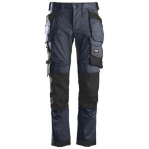 6241 Pantalones largos de trabajo elásticos AllroundWork Slim Fit con bolsillos flotantes color azul marino/ negro