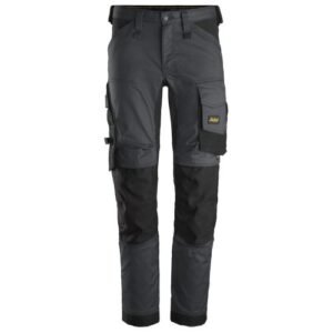 6341 Pantalones largos de trabajo elásticos AllroundWork Slim Fit color gris acero/ negro