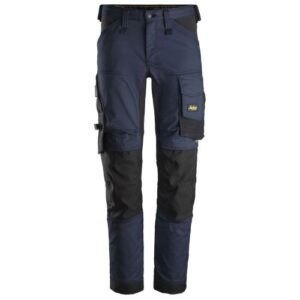 6341 Pantalones largos de trabajo elásticos AllroundWork Slim Fit color azul marino/ negro