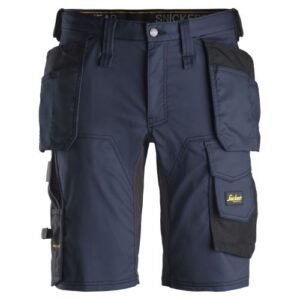 6141 Pantalones cortos de trabajo elásticos Slim Fit AllroundWork con bolsillos flotantes azul marino/ negro