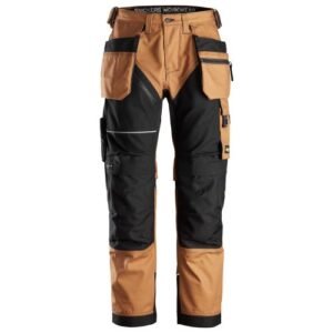 6214 Pantalones largos de trabajo con bolsillos flotantes Canvas+ RuffWork marron-negro