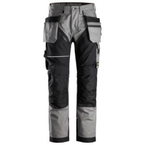 6214 Pantalones largos de trabajo con bolsillos flotantes Canvas+ RuffWork gris-negro