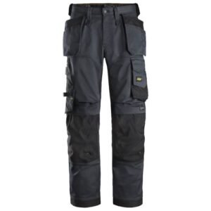 6251 Pantalones largos de trabajo elásticos ajuste holgado AllroundWork Loose Fit con bolsillos flotantes color gris acero/ negro