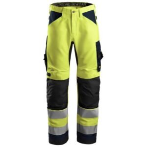 6331 Pantalones largos de trabajo de alta visibilidad clase 2 AllroundWork amarillo/ azul marino