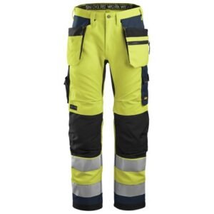 6230 Pantalones largos de trabajo de alta visibilidad clase 2 con bolsillos flotantes AllroundWork amarillo/ azul marino