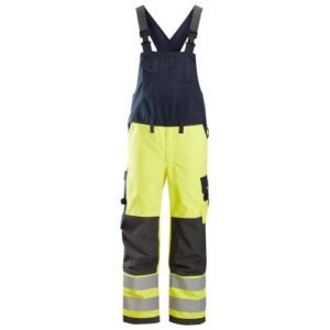 6060 Pantalones con peto y tirantes de alta visibilidad clase 2 ProtecWork amarillo-azul marino