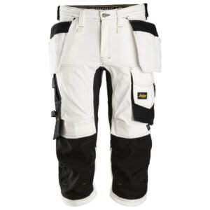 6142 Pantalones pirata de trabajo elásticos bolsillos flotantes AllroundWork Blanco/Negro