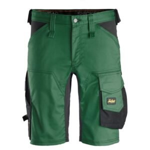 6143 Pantalones cortos de trabajo elásticos Slim Fit AllroundWork verde forestal/ negro
