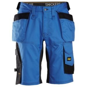 6151 Pantalones cortos de trabajo elásticos de ajuste holgado AllroundWork con bolsillos flotantes azul verdadero/ negro