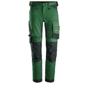 6341 Pantalones largos de trabajo elásticos AllroundWork Slim Fit color verde forestal/ negro