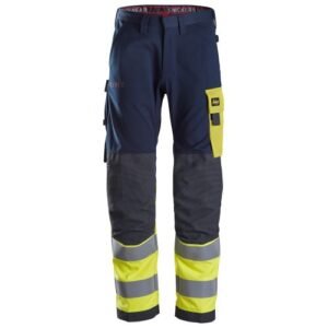 6376 Pantalones largos de trabajo de alta visibilidad clase 1 ProtecWork azul marino-amarillo