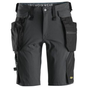 6108 Pantalones cortos de trabajo LiteWork con bolsillos flotantes desmontables gris acero/ negro