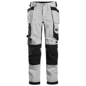 6247 Pantalones largos elásticos de trabajo para mujer con bolsillos flotantes AllroundWork blanco/negro