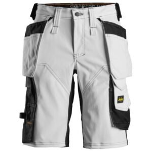 6147 Pantalones cortos de trabajo elásticos para mujer con bolsillos flotantes AllroundWork blanco/ negro