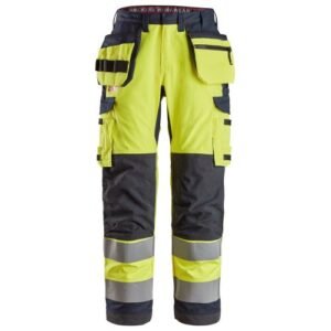 6261 Pantalones largos de trabajo de alta visibilidad clase 2 con bolsillos flotantes simétricos ProtecWork amarillo-azul marino