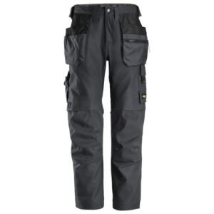 6224 Pantalones largos de trabajo elásticos AllroundWork Canvas+ con bolsillos flotantes color gris acero
