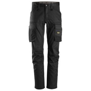 6803 Pantalones largos de trabajo elásticos AllroundWork sin bolsillos para las rodilleras color negro