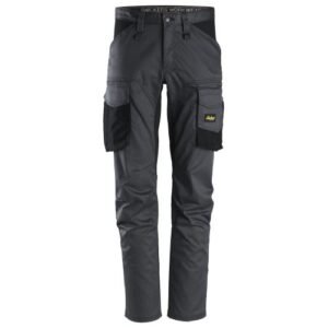 6803 Pantalones largos de trabajo elásticos AllroundWork sin bolsillos para las rodilleras color gris acero/ negro
