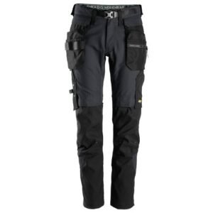 6972 Pantalones largos de trabajo FlexiWork con bolsillos flotantes desmontables gris acero-negro