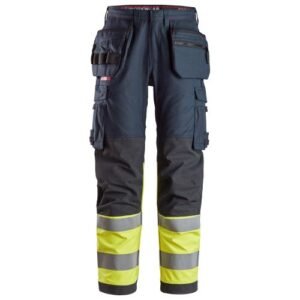 6263 Pantalones largos de trabajo de alta visibilidad clase 1 con bolsillos flotantes ProtecWork azul marino-amarillo