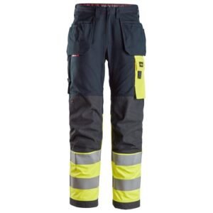 6276 Pantalones largos de trabajo de alta visibilidad clase 1 con bolsillos flotantes ProtecWork azul marino-amarillo