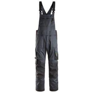 6051 Pantalones elásticos con peto y tirantes AllroundWork gris acero-negro