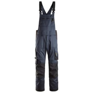 6051 Pantalones elásticos con peto y tirantes AllroundWork azul marino-negro