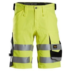 6136 Pantalones cortos de trabajo elásticos de alta visibilidad clase 1 amarillo-negro
