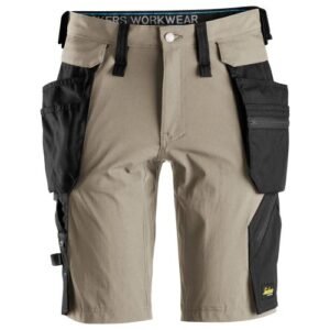 6108 Pantalones cortos de trabajo LiteWork con bolsillos flotantes desmontables beige/ negro