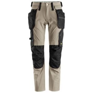 6208 Pantalones largos de trabajo con bolsillos flotantes desmontables LiteWork beige-negro