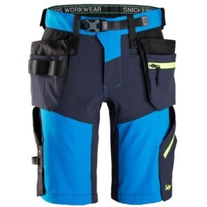6140 Pantalones cortos de trabajo elásticos FlexiWork Softshell con bolsillos flotantes azul/ azul marino