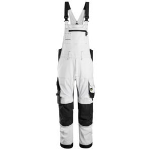 6051 Pantalones elásticos con peto y tirantes AllroundWork blanco-negro