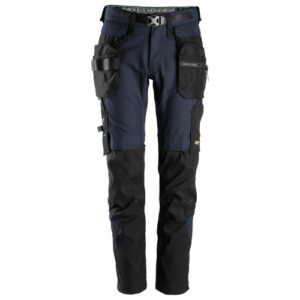 6972 Pantalones largos de trabajo FlexiWork con bolsillos flotantes desmontables azul marino-negro