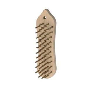 Cepillo manual con base de madera, alambre de acero latonado recto / 50804