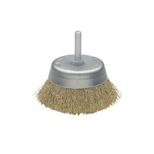 Cepillo de taza con perno, alambre de acero latonado ondulado / 50808