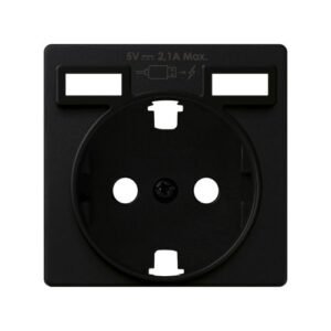 Tapa para la base de enchufe schuko con 2 cargadores USB tipo A 10,5W negro mate Simon 82