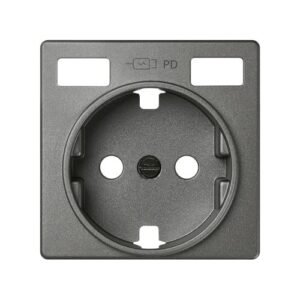 Tapa base enchufe schuko con 2 USB C+C Titanio Simon 82
